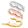 3Pcs 3 Colors Brass Micro Pave Clear Cubic Zirconia Twister Clasps KK-PH0014-47-1