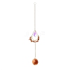 Natural Carnelian Chips & Agate Slice Suncatcher AJEW-C048-01C-1