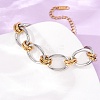 Two Tone 304 Stainless Steel Link Chain Bracelets for Women SA-CBA7B26-05GP-02-2