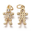 Brass Micro Pave Clear Cubic Zirconia Pendants ZIRC-C020-42G-2