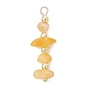 Natural Amber Chip with Round Electroplate Synthetic Non-magnetic Hematite Pendants PALLOY-JF05007-3