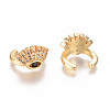Golden Plated Brass Micro Pave Cubic Zirconia Cuff Earrings EJEW-L244-30G-2
