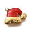 Christmas 304 Stainless Steel Red Enamel Charms STAS-L022-469G-1