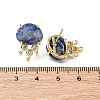 Brass Micro Pave Cubic Zirconia Stud Earring Findings with Natural Sodalite KK-Z096-05G-11-3