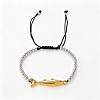 Summer Beach Adjustable 304 Stainless Steel Sea Animals Round Braided Bead Bracelets WG76B97-01-1