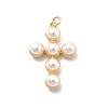 Cross Brass ABS Plastic Imitation Pearl Pendants KK-Q017-26G-1