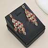 Brass Leaf Tassel Hoop Earrings NW9149-2-1