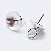 925 Sterling Silver Cup Pearl Bail Pin Pendants X-STER-F036-04S-4mm-2