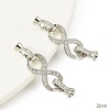 2Pcs Brass Micro Pave Clear Cubic Zirconia Fold Over Clasps KK-YW0003-54P-1