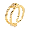 Brass Micro Pave Cubic Zirconia Cuff Rings for Women RJEW-S392-22G-1