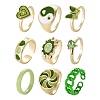9Pcs 9 Style Alloy Enamel & Rhinestones Finger Rings & Cuff Ring RJEW-LS0001-52-1
