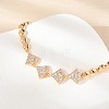 Brass Micro Pave Cubic Zirconia Link Chain Bracelets KK-R217-39G-3