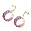 Natural Amethyst & Natural Rhodonite & Natural Ruby Faceted Round & Natural Cultured Freshwater Pearl Bead & 304 Stainless Steel Stud Dangle Earrings EJEW-JE07229-02-4
