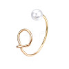 Alloy Wire Wrap Open Cuff Bangle with Plastic Pearl for Women BJEW-S118-122G-3