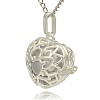 Silver Color Plated Brass Hollow Heart Cage Pendants KK-J243-06S-2