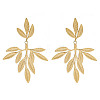 304 Stainless Steel Leaf Theme Stud Earrings For Women EJEW-B110-03G-05-1