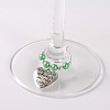 Tibetan Style Heart with Word You Are Always In My Heart Wine Glass Charms AJEW-JO00029-03-2