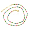 Brass Enamel Column Link Chain Necklaces NJEW-H039-11B-01G-2