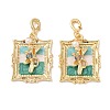 Brass Random Color Glass Pendants KK-Q030-05B-G-1
