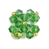 5Pcs Green Color Theme Transparent Glass Bead Weaved Cabochons PALLOY-JF04465-02-5