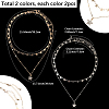 2 Sets 2 Colors Alloy Crystal Rhinestone Star Link Chain Necklace Sets NJEW-SC0001-54-2