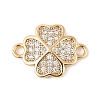 Brass Micro Pave Clear Cubic Zirconia Connector Charms KK-R219-08G-1