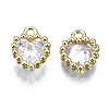 Brass Inlaid Clear Cubic Zirconia Charms ZIRC-S069-048B-G-2
