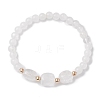 Natural Quartz Crystal Cube & Round Rock Crystal Beaded Stretch Bracelets BJEW-JB10807-01-1