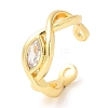 Rack Plating Brass Pave Clear Cubic Zirconia Open Cuff Rings for Women RJEW-Q770-32G-3