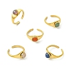 Natural Gemstone Sun 304 Stainless Steel Cuff Open Rings for Women RJEW-JR01065-3