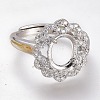 Adjustable Brass Micro Pave Clear Cubic Zirconia Finger Ring Components ZIRC-I049-15-2