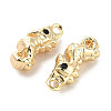 Brass Micro Pave Black Cubic Zirconia Charms KK-C054-25G-2