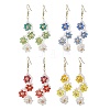 Flower Glass Seed Beaded Dangle Earrings EJEW-MZ00775-2