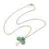 Natural Green Aventurine Shamrock Pendant Necklace NJEW-JN05023-01-4