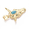 Brass and Synthetic Turquoise Pendants KK-T079-03A-G-2