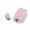 Faceted Natural Rose Quartz Openable Perfume Bottle Pendants G-P435-C-03P-3