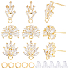 6 Pairs 3 Style Flower Brass Cubic Zirconia Stud Earring Findings KK-CN0003-19-1