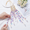 Glass with Iron Hanging Suncatchers AJEW-SP0005-02-3