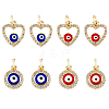 DICOSMETIC 8Pcs 4 Styles Evil Eye Brass Micro Pave Clear Cubic Zirconia Charms KK-DC0002-64-1