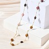 Natural Crazy Agate Faceted Flat Round Beaded Chain Necklaces with Matte Brass Beads GG-CBA37F5-01G-09-3