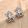 Flower Brass Clear Cubic Zirconia Stud Earrings EJEW-R025-22P-2
