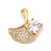 Brass Micro Pave Clear Cubic Zirconia Charms KK-B130-03G-04-1