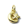 Moon Theme Brass Micro Pave Clear Cubic Zirconia Charms KK-H475-57G-05-1