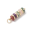 Natural Green Aventurine & Rose Quartz & Lemon Jade & Red Jasper & Jade & Synthetic Malachite & Brass Disc Pendants PALLOY-JF04941-5