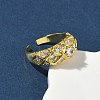 Brass Micro Pave Cubic Zirconia Cuff Open Rings RJEW-C163-24G-3