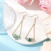 304 Stainless Steel with Natural Green Aventurine Dangle Earrings EJEW-JE06010-05-2