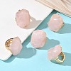 Natural Rose Quartz & Alloy Finger Rings for Women RJEW-G375-01G-01-1