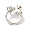 Star Zinc Alloy Rhinestone Open Cuff Ring RJEW-Z048-02P-01-3