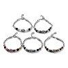 Buddha Head Natural Mixed Gemstone Faceted Beaded Bracelets with 201 Stainless Steel Lobster Claw Clasps BJEW-Q334-10-1