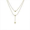 304 Stainless Steel Round Ball Double Layer Y Necklaces for Women FS-WG4AF00-02-4